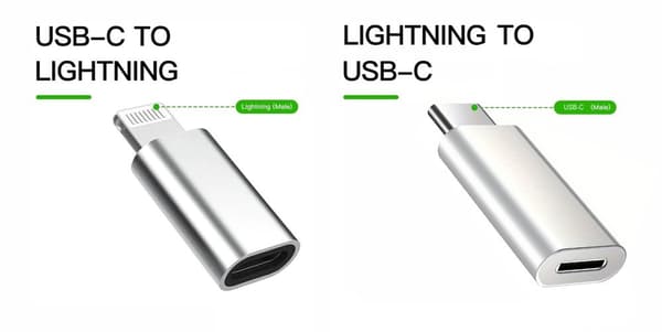NÖRDIC 2-in-1 -sovitinsarja USB C–Lightning naaras ja Lightning ur–USB C na (non-MFI) alumiinia