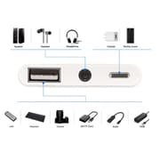 NÖRDIC Lightning Adapter 1 til 3 Porter 1XUSB A 1X AUDIO 3,5 MM og 1X Lightning for Lading