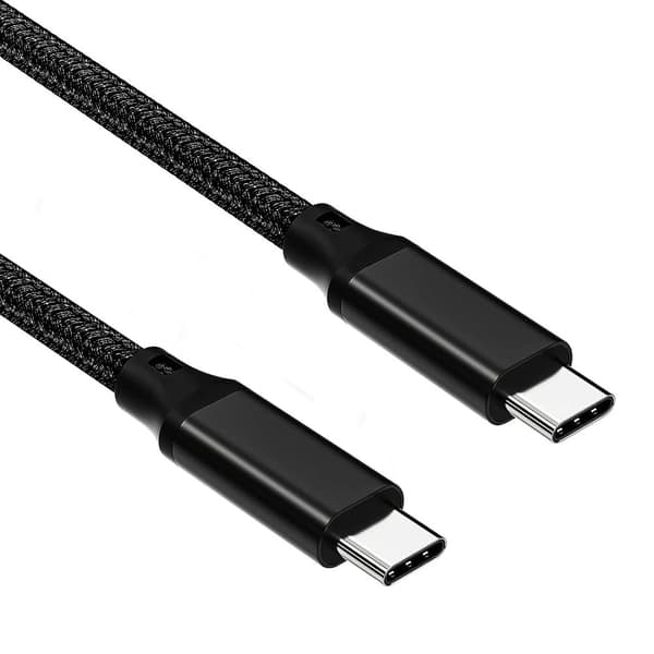 NÖRDIC 50 cm USB3.2 Gen2 SuperSpeed ​​​​USB 10 Gbps USB-C til C Nylon flettet kabel med strømforsyning 100W, 4K60Hz video og Emarker