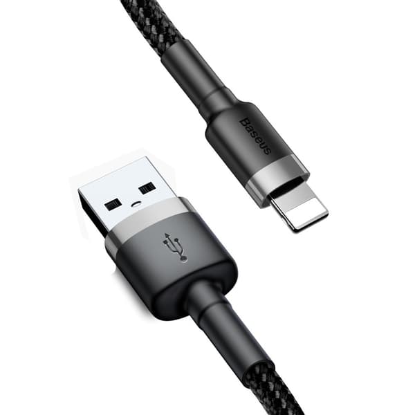 Baseus Cafule USB-A till Lightning Kabel Q.C 3.0, 2A, 3m - Grå/Svart