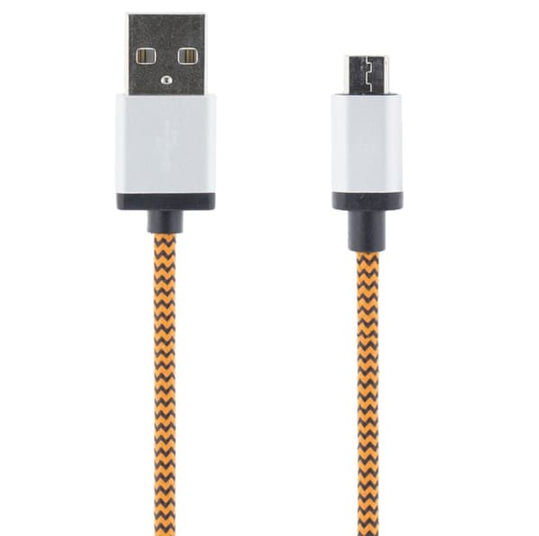 USB cable fabric coated Type A M  Type Micro B 1m orange