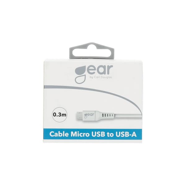 Rund ladekabel MicroUSB til USB-A 0,3m Hvit