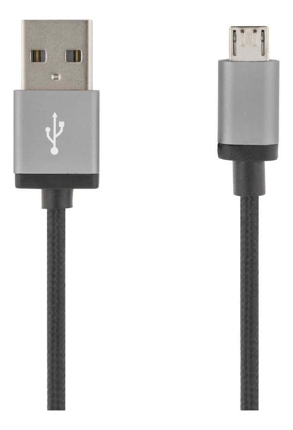 USB Sync Charging Cable braided USBA USB MicroB 2m black