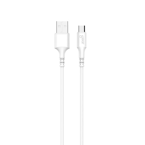 Rund ladekabel MicroUSB til USB-A 2m Hvit