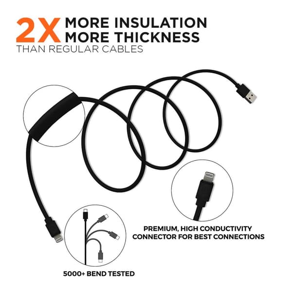 G-SP Laddkabel iPhone/iPad/Airpods MFi 3 meter - Svart