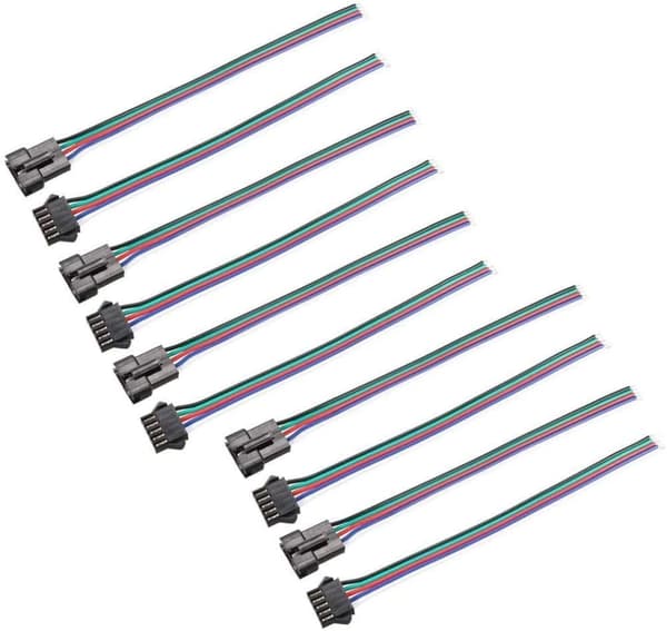 10 dele JST SM 5-benet LED-stikPower han og hun SM 150mm 20AWG - tilbehør til fjernbetjening legetøj adapterkabel