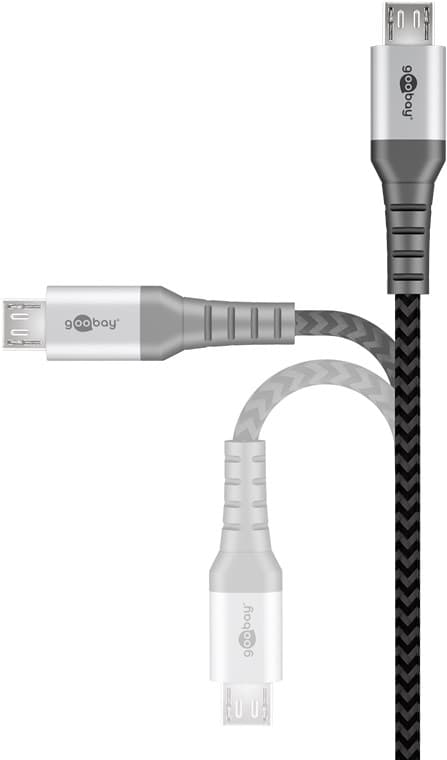 Micro-USB till USB-A textilkabel med metallkontakter 2 m