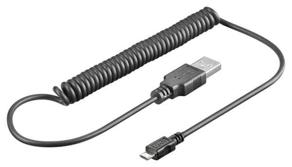 Micro-USB laddnings- och synkroniseringskabel, spiralkabel