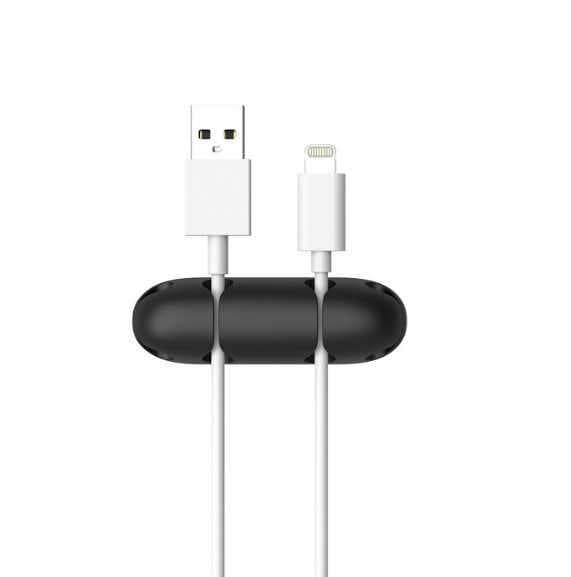 2-Pack - Kabelhållare – Effektiv Förvaring för Fyra Kablar Svart Svart