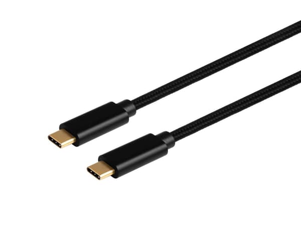 NÖRDIC 2m USB3.2 Gen1 USB-C til C nylonflettet kabel hurtigopladning 3A 5Gbps Strømforsyning PD 60W sort