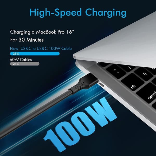 NÖRDIC 3m USB3.2 Gen2 SuperSpeed ​​​​USB 10Gbps USB-C til C PVC-kabel med strømforsyning 100W, 4K60Hz video og Emarker