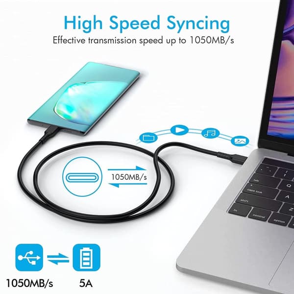 NÖRDIC 3m USB3.2 Gen2 SuperSpeed ​​​​USB 10Gbps USB-C til C PVC-kabel med strømforsyning 100W, 4K60Hz video og Emarker