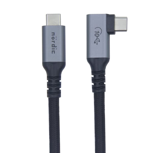 NÖRDIC 1,5m 10Gbps 5A strømforsyning PD100W med Emarker USB3.2 Gen2 USB-C til C kabel hurtiglading