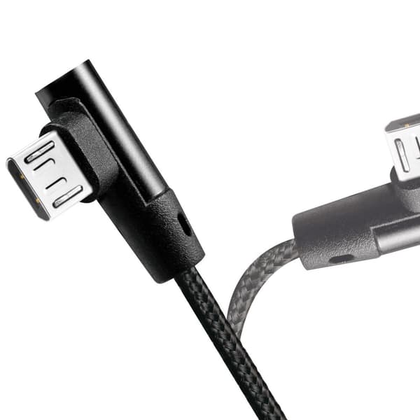 Vinklet MicroUSB kabel USB 2.0 15W 1m