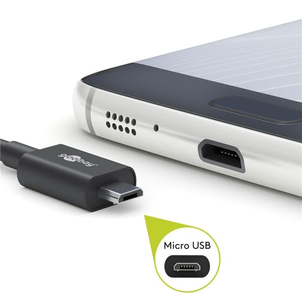 Micro USB til USB-A Tekstilkabel med metallplugger (Space grå / sølv) 1 m
