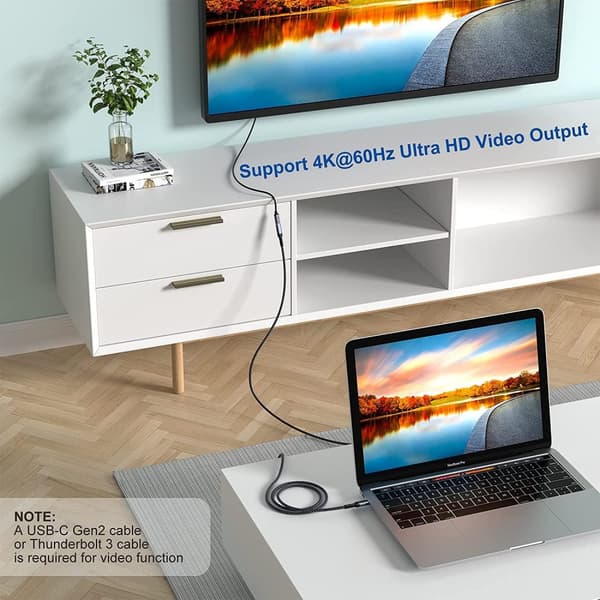 NÖRDIC 20cm USB3.2 Gen2 USB-C Forlengelseskabel for 10Gbps 5A 100W Thunderbolt3