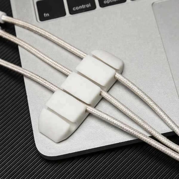 2-Pack - Kabelhållare - Självhäftande Fyra Kablar Rundade Vit Vit