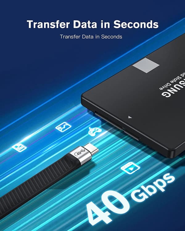 NÖRDIC lyhyt USB4-kaapeli 14cm 40Gbps data 8K video PD 100W yhteensopiva Thunderbolt 3:n kanssa