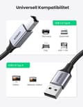 Miniatyrbild 2 av 2: UGREEN USB 2.0 A till USB 2.0 Typ B Skrivarkabel