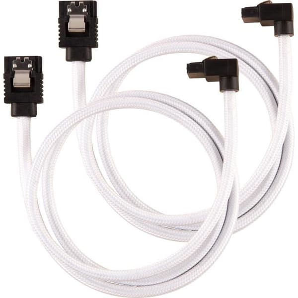 CORSAIR Premium SATA 6 Gbps Vit 60 cm 90 ° mantlad kabel - (CC-8900283)
