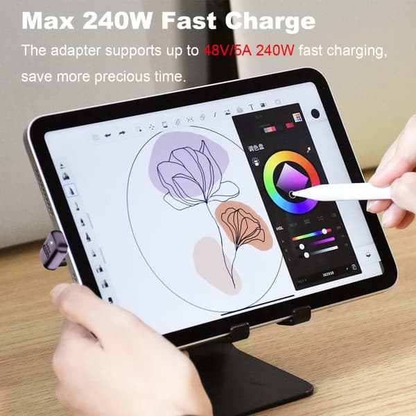 NÖRDIC USB4 vinklet adapter han til hun 40G 8K60Hz PD100W