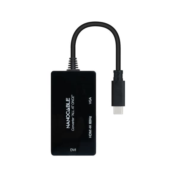 USB C - VGA/HDMI/DVI Adapteri NANOCABLE 10.16.4301-ALL 20 cm Musta 4K Ultra HD