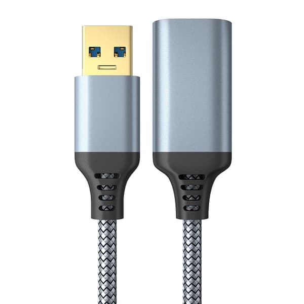 Nylon USB 3.0 -datakaapeli Tietokonekameran tulostimen jatkojohto Pikalataus Harmaa 1 m