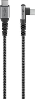 Pikkukuva 1 / 9: USB-C™–USB-C™ tekstiilikaapeli metalliliittimillä (avaruudenharmaa/hopea), 90°, m