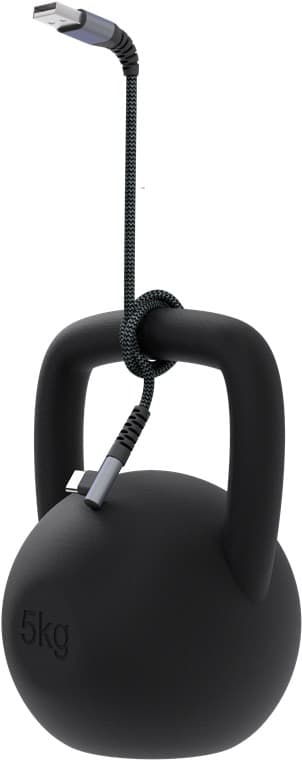 USB-C™ til USB-A tekstilkabel med metallkontakter (mellomgrå/sølv), 90°, m