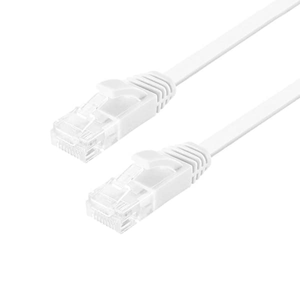 NÖRDIC Cat6 U/UTP litteä verkkokaapeli 7,5m 250MHz kaistanleveys ja 10Gbps siirtonopeus valkoinen