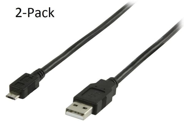 2-Pack 2m USB 2.0 Kabel A-Hane - Micro B-Hane 2 meter
