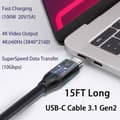Miniatyrbillede 8 af 9: USB IF-certificeret 1m USB3.2 Gen2 SuperSpeed ​​​​USB 10Gbps USB-C til C-kabel med strømforsyning 100W, 4K60Hz video og Emarker