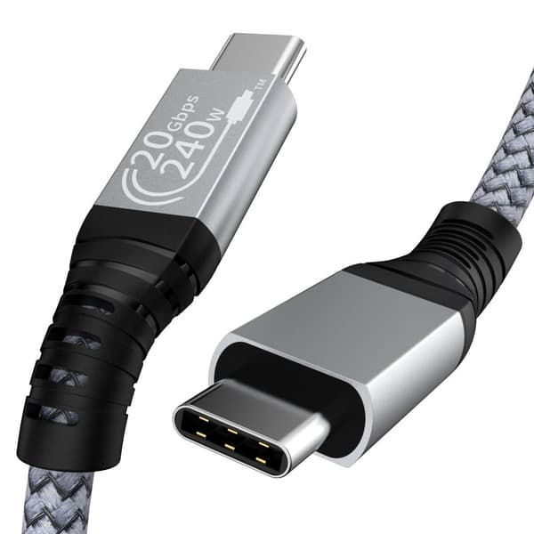 INF USB C -kaapeli, 240 W USB 3.2 -kaapeli USB-C uroskaapeli 20 Gbps, Nylon Type C -latauskaapeli, yhteensopiva MacBook Pron 16" kanssa