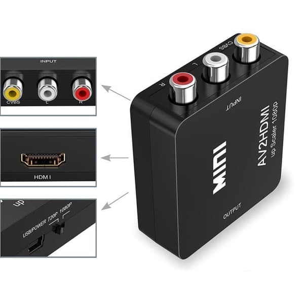 Analog Audio Converter Adapter Mini RCA AV till HDMI Composite AV2 HDMI Converter 1080P HDTV DVD