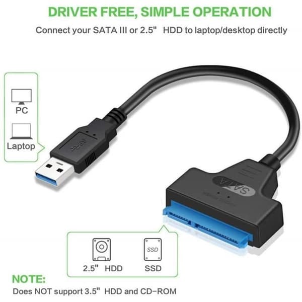 SATA-kablar AITOCO Sata-USB-adapterkabel, USB 3.0 till SATA III-adapterkabel med UASP SATA till U-omvandlare 194116