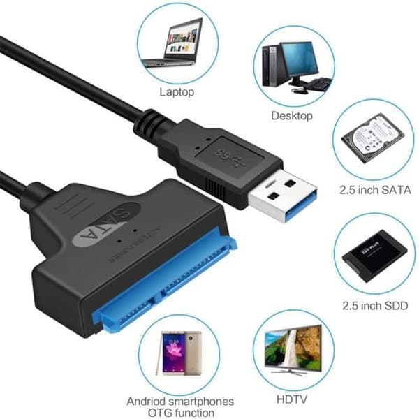SATA-kablar AITOCO Sata-USB-adapterkabel, USB 3.0 till SATA III-adapterkabel med UASP SATA till U-omvandlare 194116