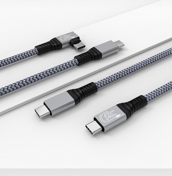 INF USB C-kabel, 240 W USB 3.2-kabel USB-C hannkabel 20 Gbps, Nylon Type C-ladekabel, kompatibel med MacBook Pro 16"