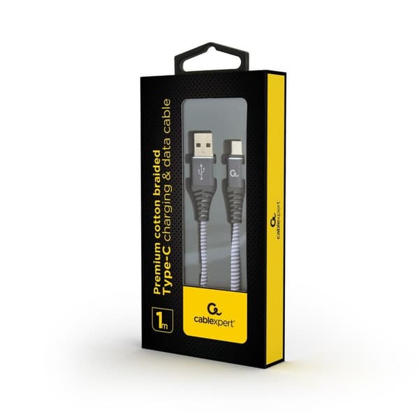USB A - USB C kaapeli GEMBIRD CC-USB2B-AMCM-1M-WB2 Harmaa Valkoinen/Harmaa 1,8 m