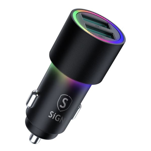 SiGN Dual-port (USB) Billaddare 24W - Svart