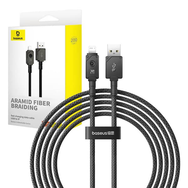 Baseus Unbreakable USB A to iP cable 2 m 5V-2.4A Black