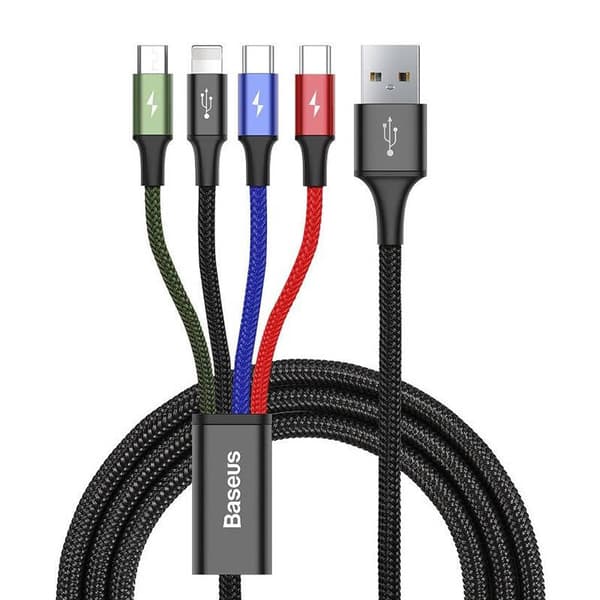 Cable USB Baseus Fast 4in1 2xUSB-C / Lightning / Micro 3.5A 1.2m (black)