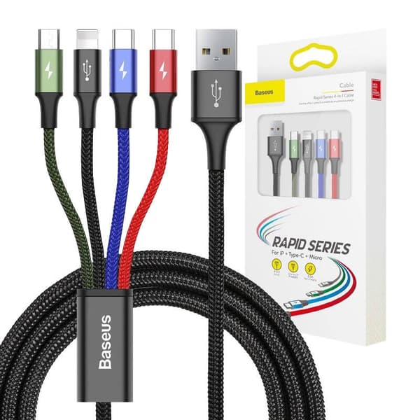 Cable USB Baseus Fast 4in1 2xUSB-C / Lightning / Micro 3.5A 1.2m (black)