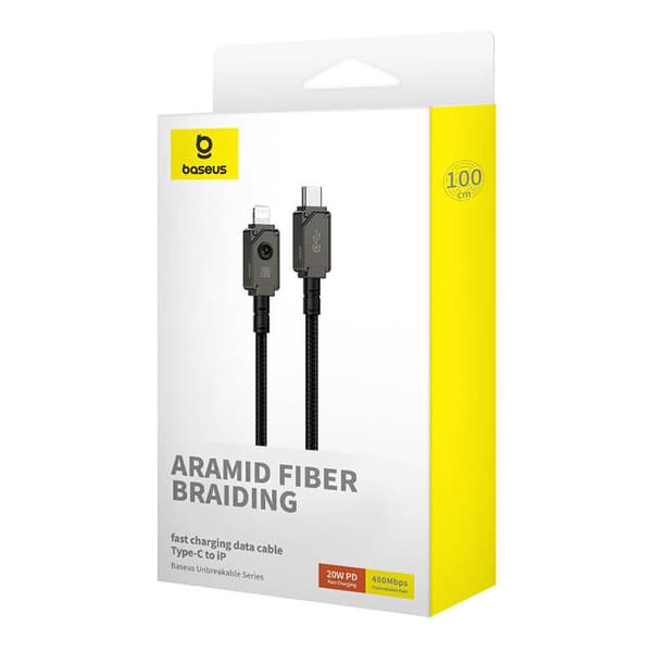 Baseus Unbreakable USB C to iP cable 1 m 20 W Black