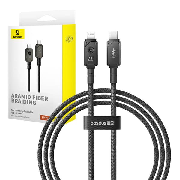 Baseus Unbreakable USB C to iP cable 1 m 20 W Black