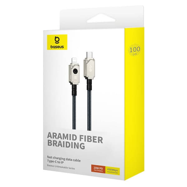 Baseus Unbreakable USB C to iP cable 1 m 20 W White