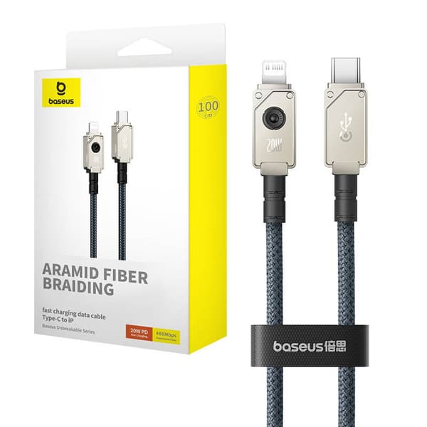 Baseus Unbreakable USB C to iP cable 1 m 20 W White