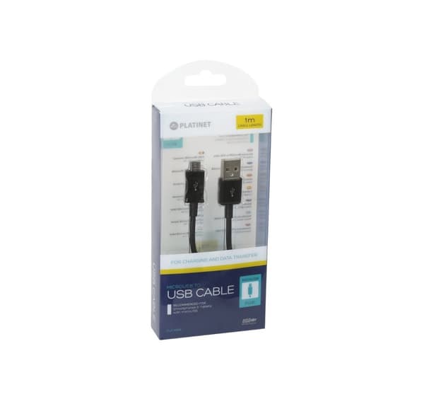 Platinet kabel microUSB 1m, svart
