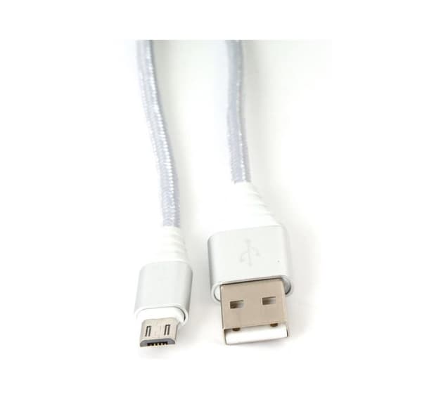 Omega kabel microUSB - USB 1m flettet 2A, sølv