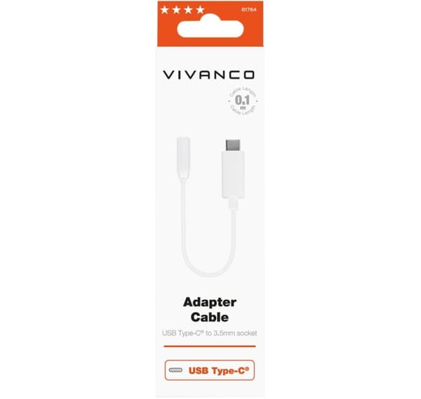 Vivanco-adapter USB-C-3,5 mm 10 cm (61764)
