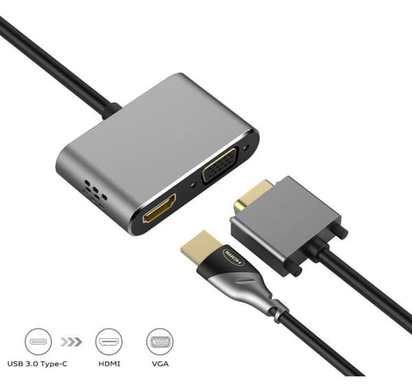 Platinettadapter USB-C - HDMI/VGA (45224)